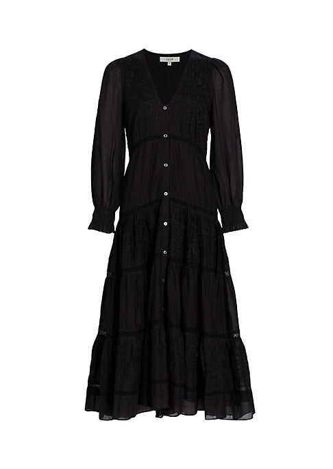 Embroidered Tiered Midi Dress