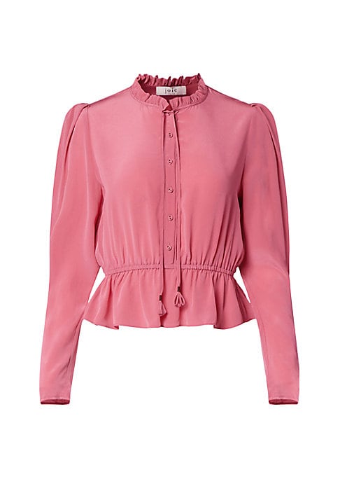 Silk Ruffle Peplum Top