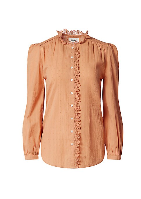 Ruffle Trim Cotton-Silk Blouse