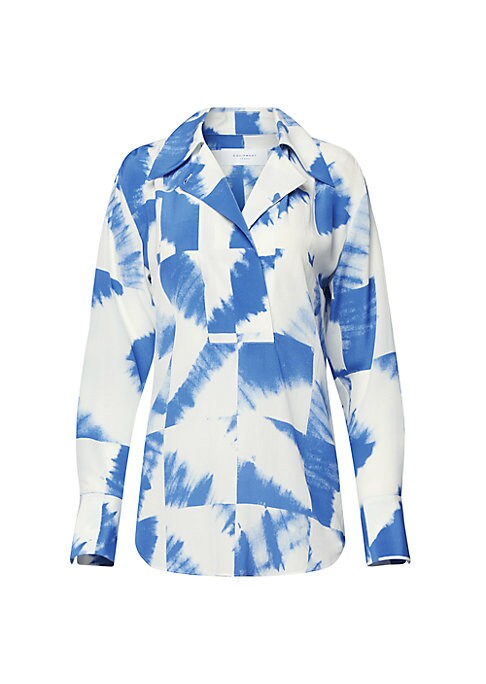 Vibrant Silk Grid Blouse