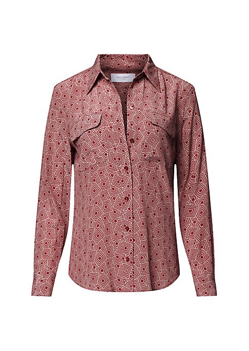 Geometric Silk Button-Up
