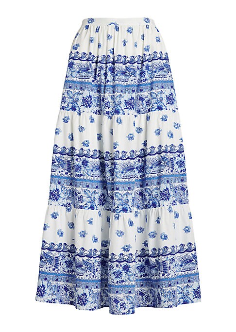 Floral Tiered Cotton Skirt