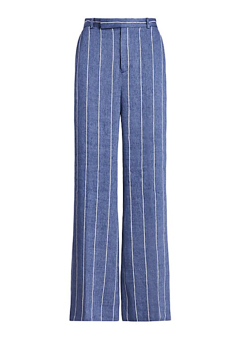Sateen Striped Wide-Leg Pants