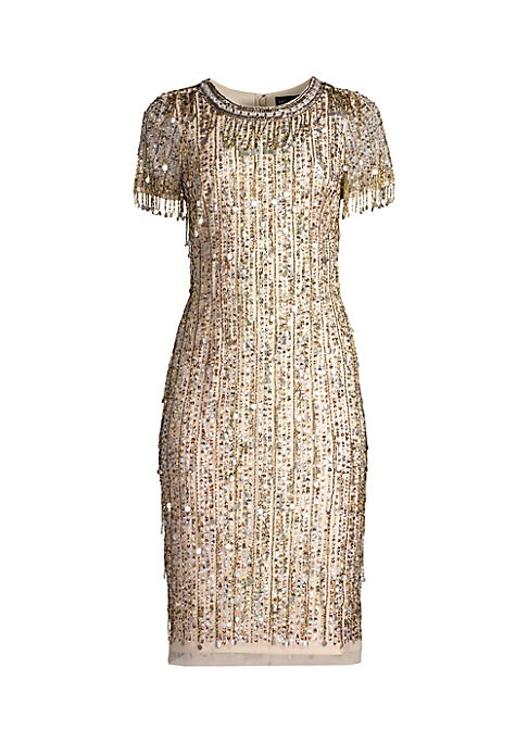 Fringe Beaded Sheath Dress