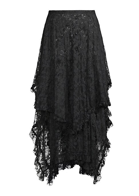 Lace Tiered Midi Skirt