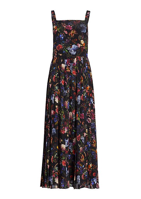 Floral Pleats Maxi Dress