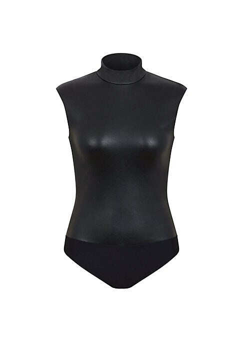 Chic Faux Leather Bodysuit