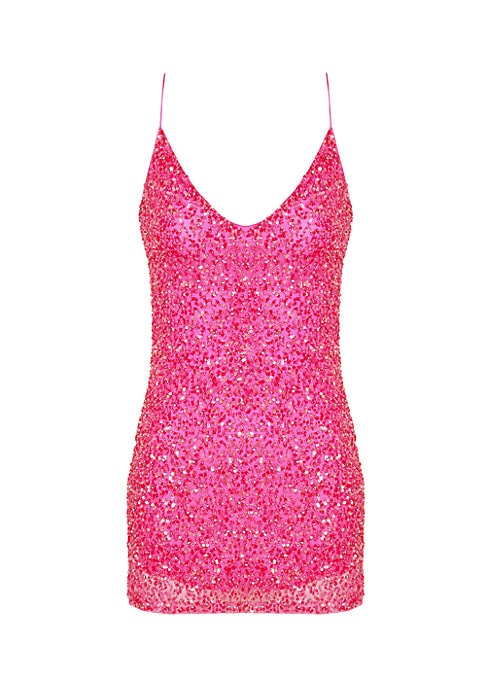 Sequined Lace Mini Dress