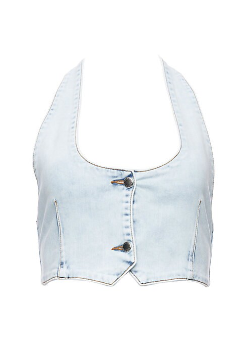 V-Neck Denim Crop Top