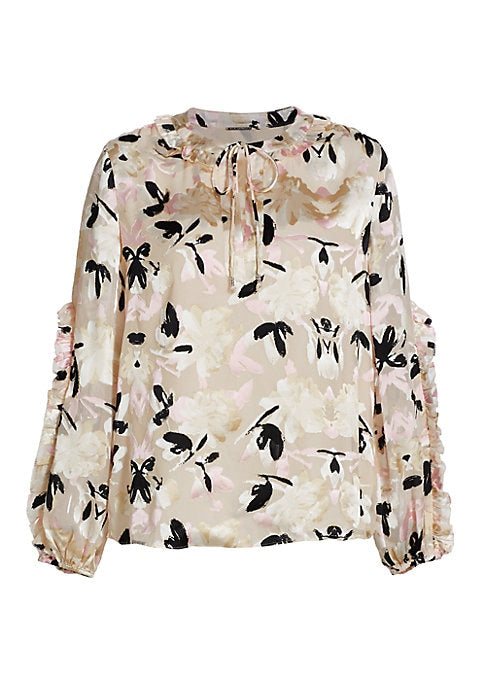 Floral Ruffle Silk Blouse
