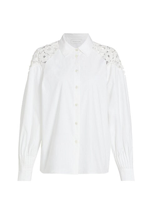 Lace-Enhanced Cotton Blouse