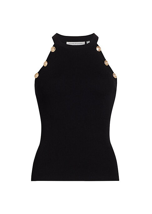 Gold Button Halter Tank