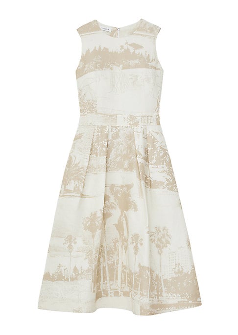 Tropical Pleated Midi Dress