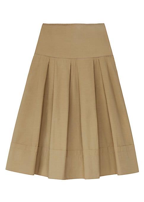 Flared Pleat Midi Skirt