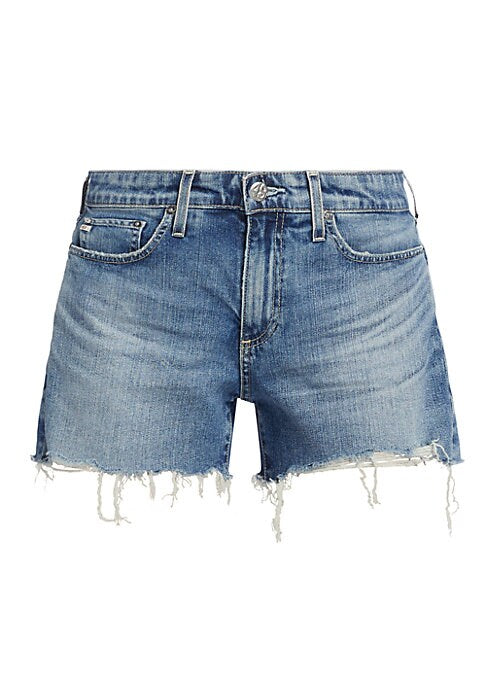 Distressed High-Rise Denim Shorts