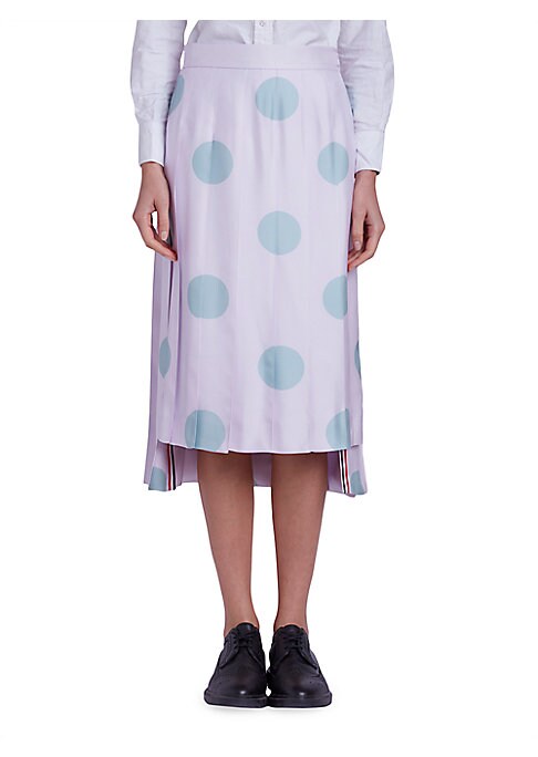 Dotted Silk Midi Skirt
