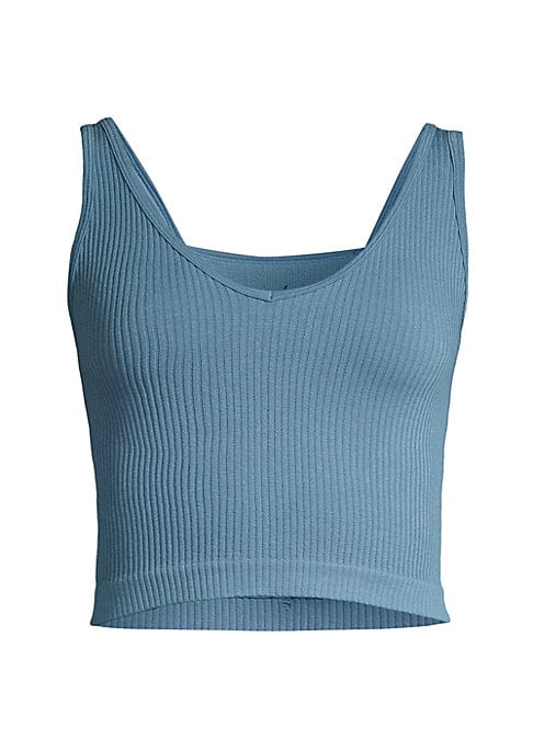 Cropped V-Neck Knit Tank