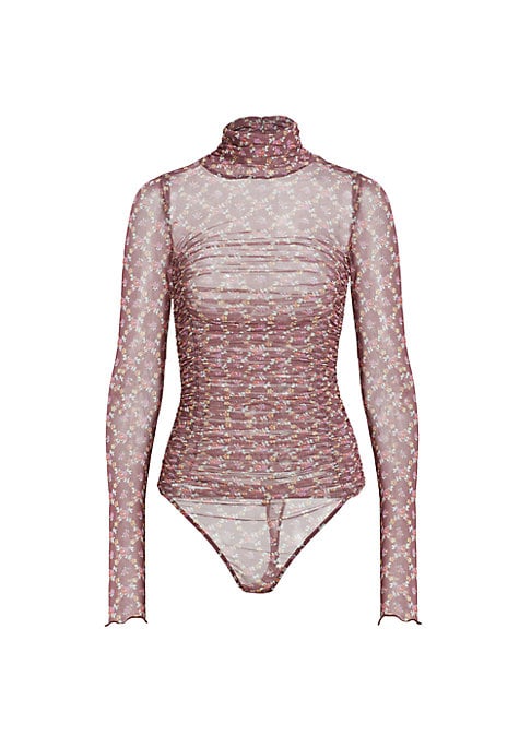 Floral Mesh Turtleneck Bodysuit