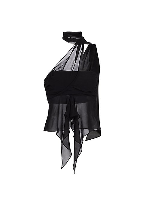 Ruffled Sheer Wrap Blouse