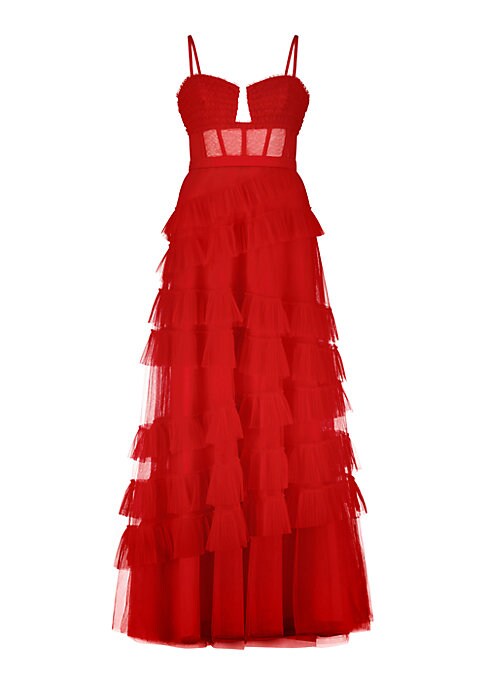 Ruffled Sweetheart Evening Gown