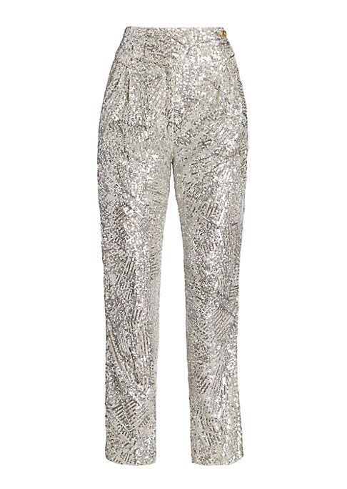 Sparkling Cropped Sequin Trousers