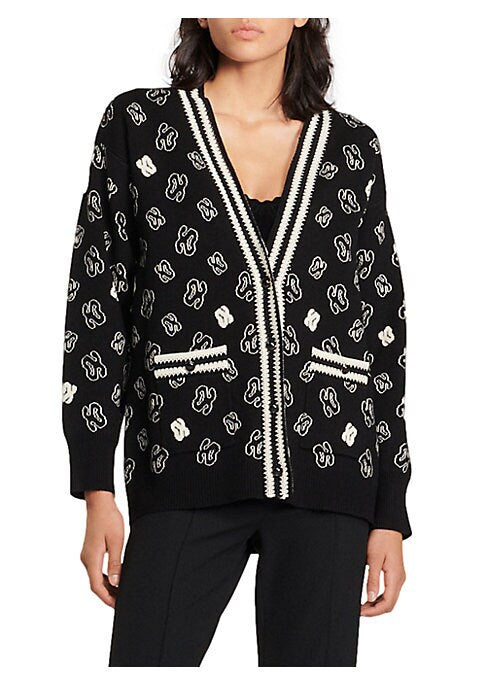 Stripe Trim Logo Cardigan