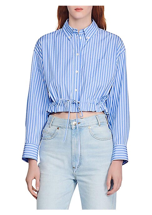 Cropped Stripe Button-Up