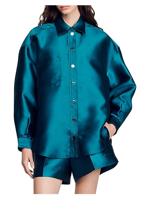 Chic Satin Button-Up