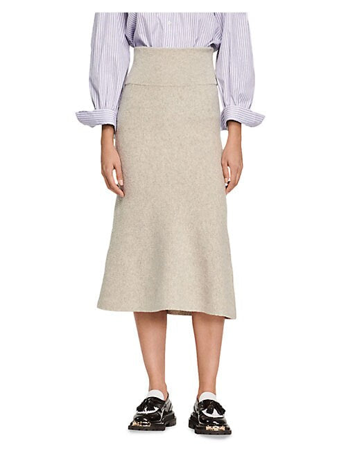 Knit A-Line Midi Skirt