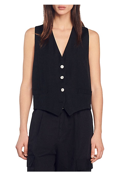 Glimmering Satin Button Vest