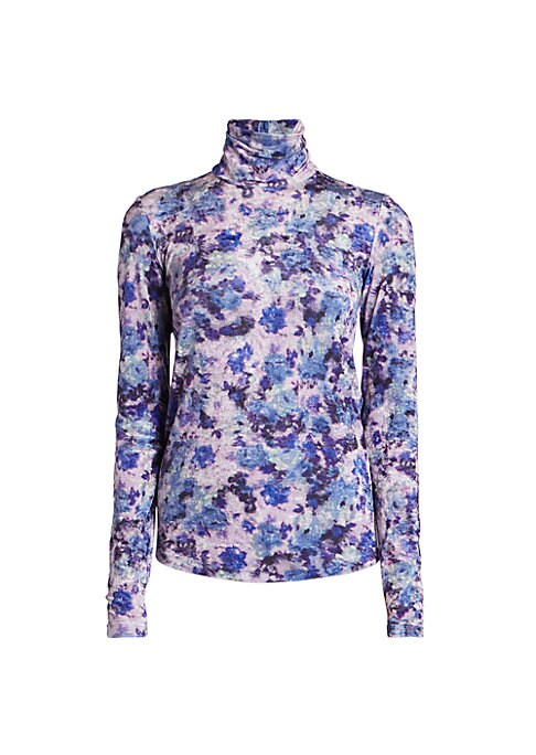 Floral Velvet Turtleneck Top