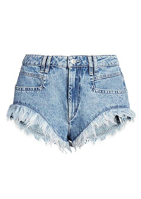 Fringe High-Waisted Denim Shorts