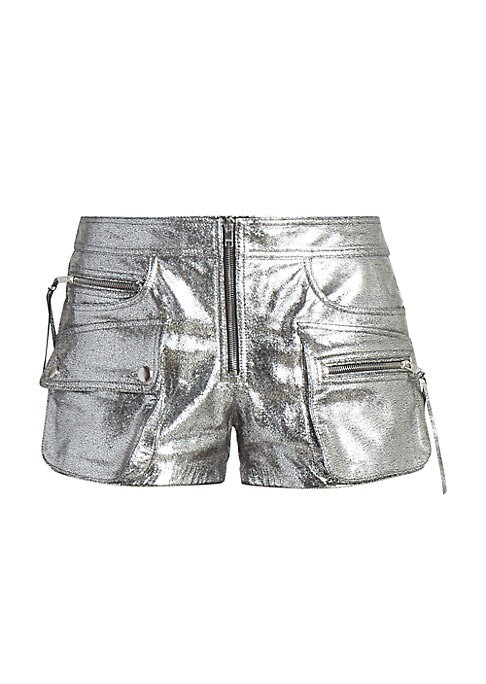 Metallic Utility Cargo Shorts
