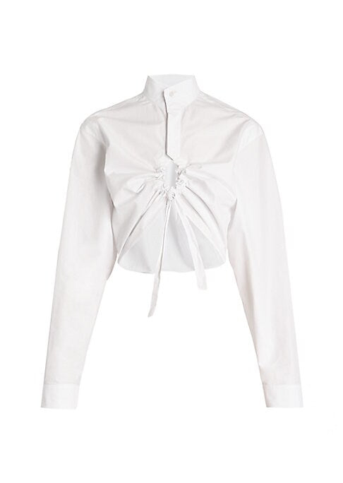 Keyhole Blouson Crop Top