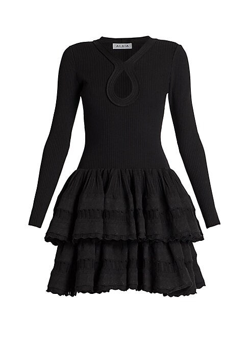 Keyhole Tiered Wool Dress
