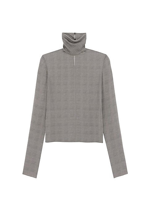 Draped Silk Turtleneck Blouse
