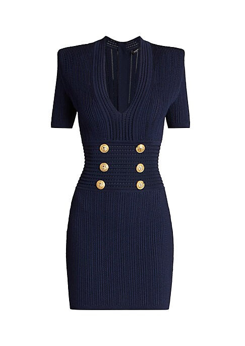 Chic Buttoned Knit Dress