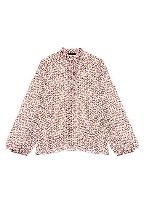 Geometric Ruffle Blouse