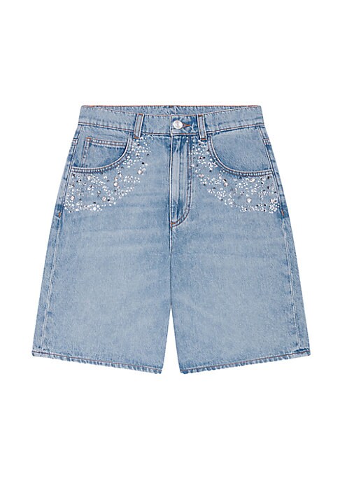 Rhinestone Flare Denim Shorts