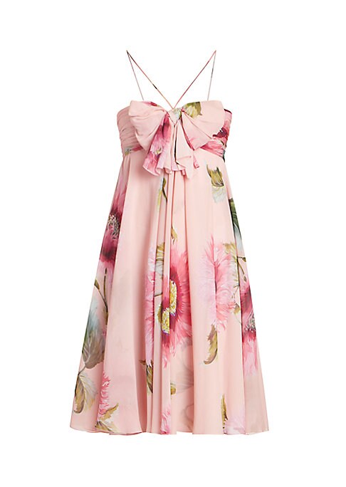 Floral Bow Halterneck Dress