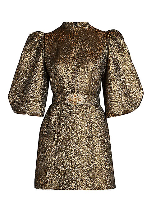 Metallic Puff-Sleeve Dress