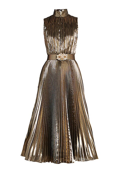 Glistening Pleat Midi Dress