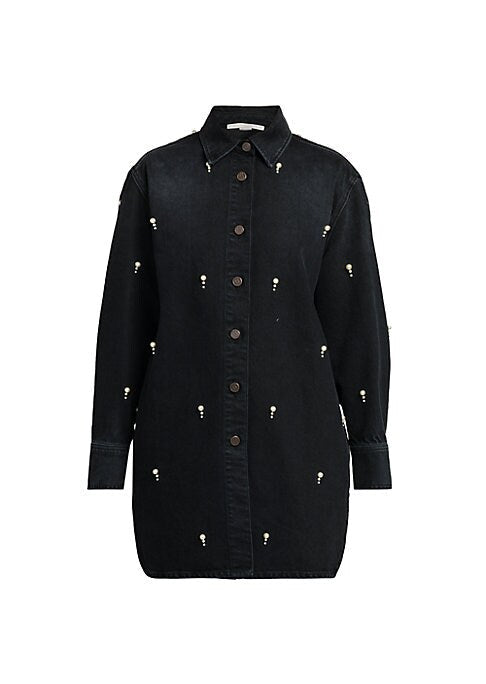 Pearl-Trimmed Denim Shirt