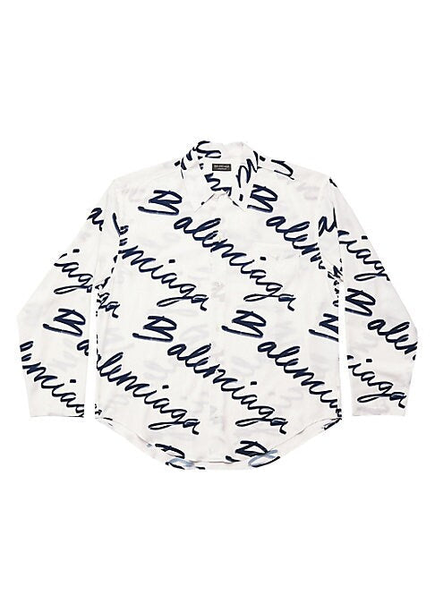 Silk Monogram Button-Up