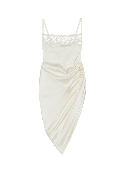 Lace-Embellished Asymmetric Dress