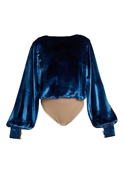 Balloon Sleeve Velvet Top