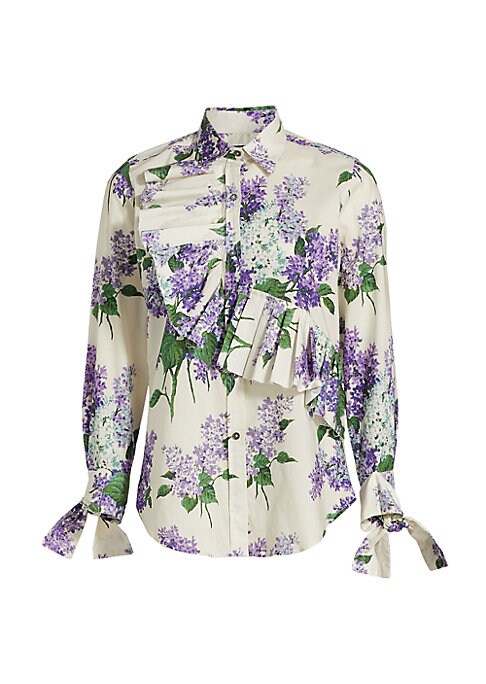 Ruffled Elegance Button-Up Shirt