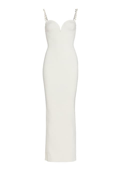 Pearl-Trimmed Ribbed Dress