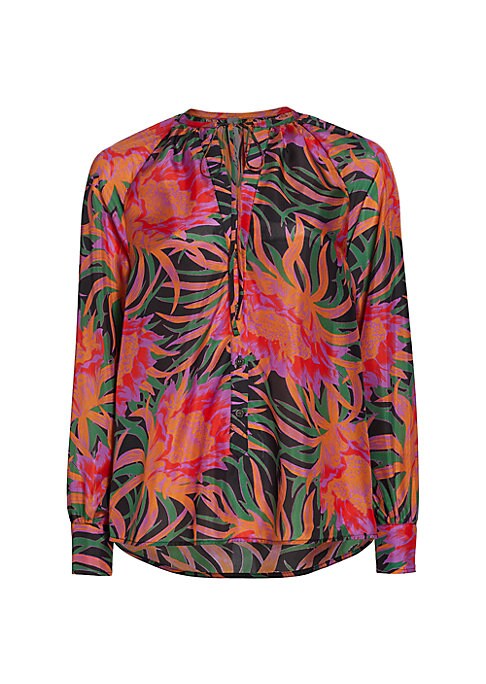 Floral Tie Silk Blouse