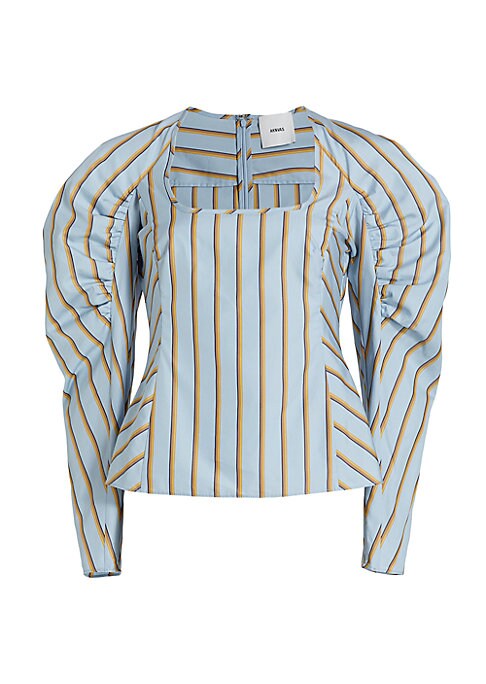 Striped Puff Sleeve Top